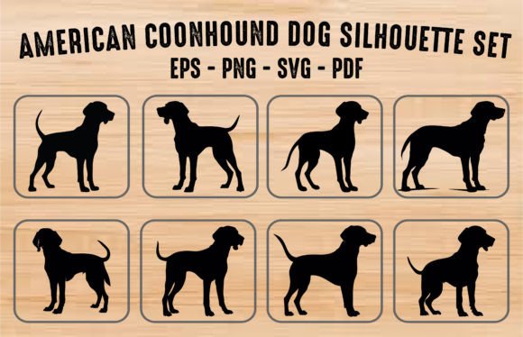 American Coonhound Dog Silhouette Set Review