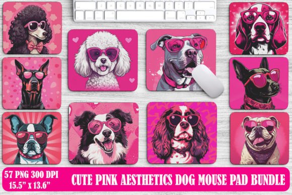 Cute Pink Aesthetics Dog Mouse Pad