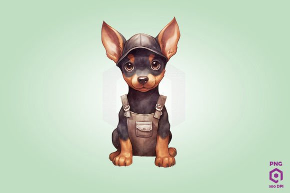 Farmer Doberman Pinscher Dog Clipart