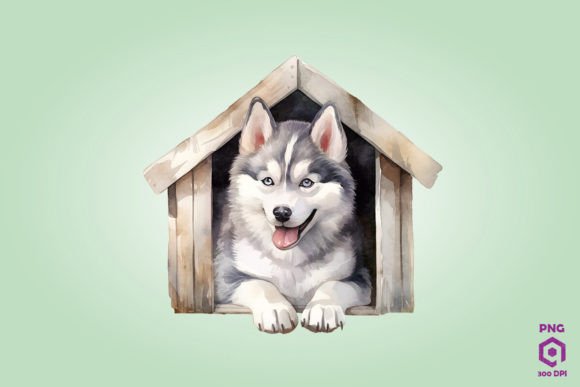 Siberian Husky Dog Lie in House