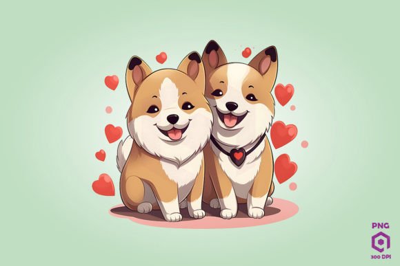 Valentine Couple of Akita Dog